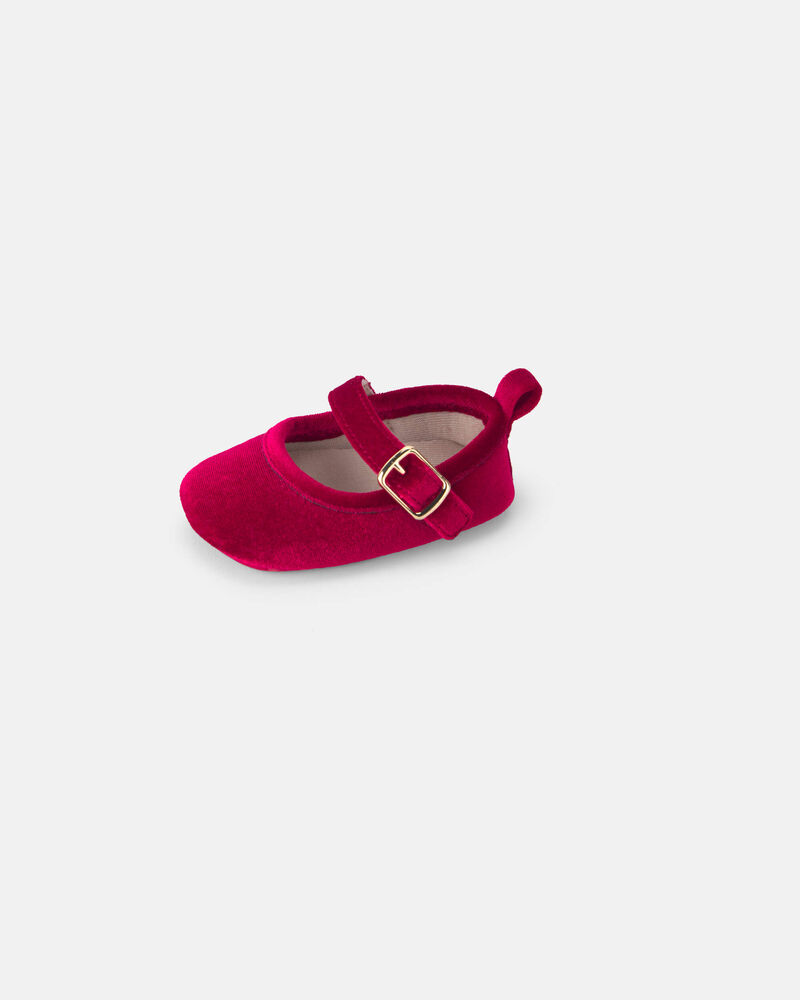Baby Girl Mary Jane Velvety Flats - Red, image 6 of 6 slides