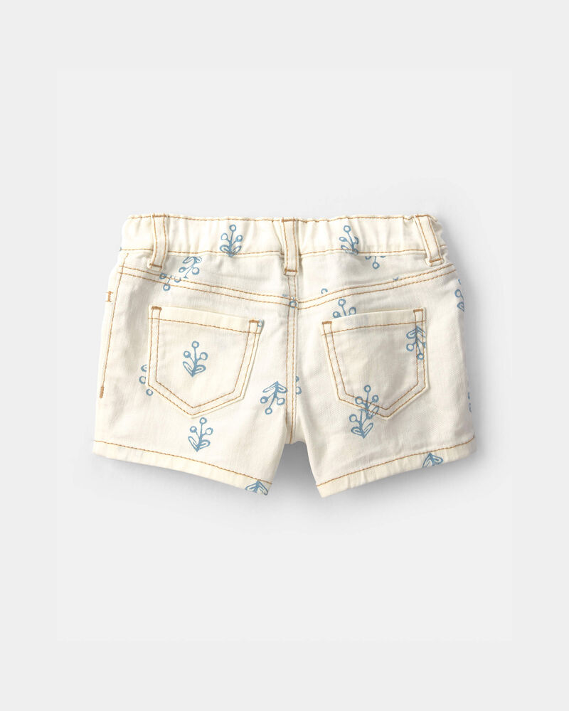 Baby Girl Floral Twill Shorts - Ivory, image 2 of 4 slides