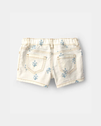 Baby Girl Floral Twill Shorts - Ivory, 