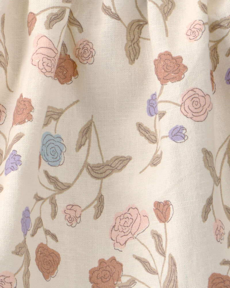 B&eacute;b&eacute; fille - Ensemble 3 pi&egrave;ces robe cache-couche &agrave; manches courtes, fleurs - Brun/Bleu, image 2 sur 2 diapositives
