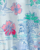 Filles - D&eacute;bardeur en tissu froiss&eacute; &agrave; imprim&eacute; tropical - Bleu, image 2 sur 2 diapositives