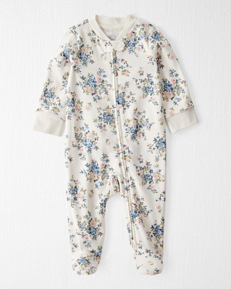 Bébé - Grenouillère en coton biologique à motifs de fleurs, image 1 sur 4 diapositives