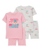 Toddler Flamingo Print Snug Fit Cotton 4-Piece Pyjamas, image 1 of 4 slides