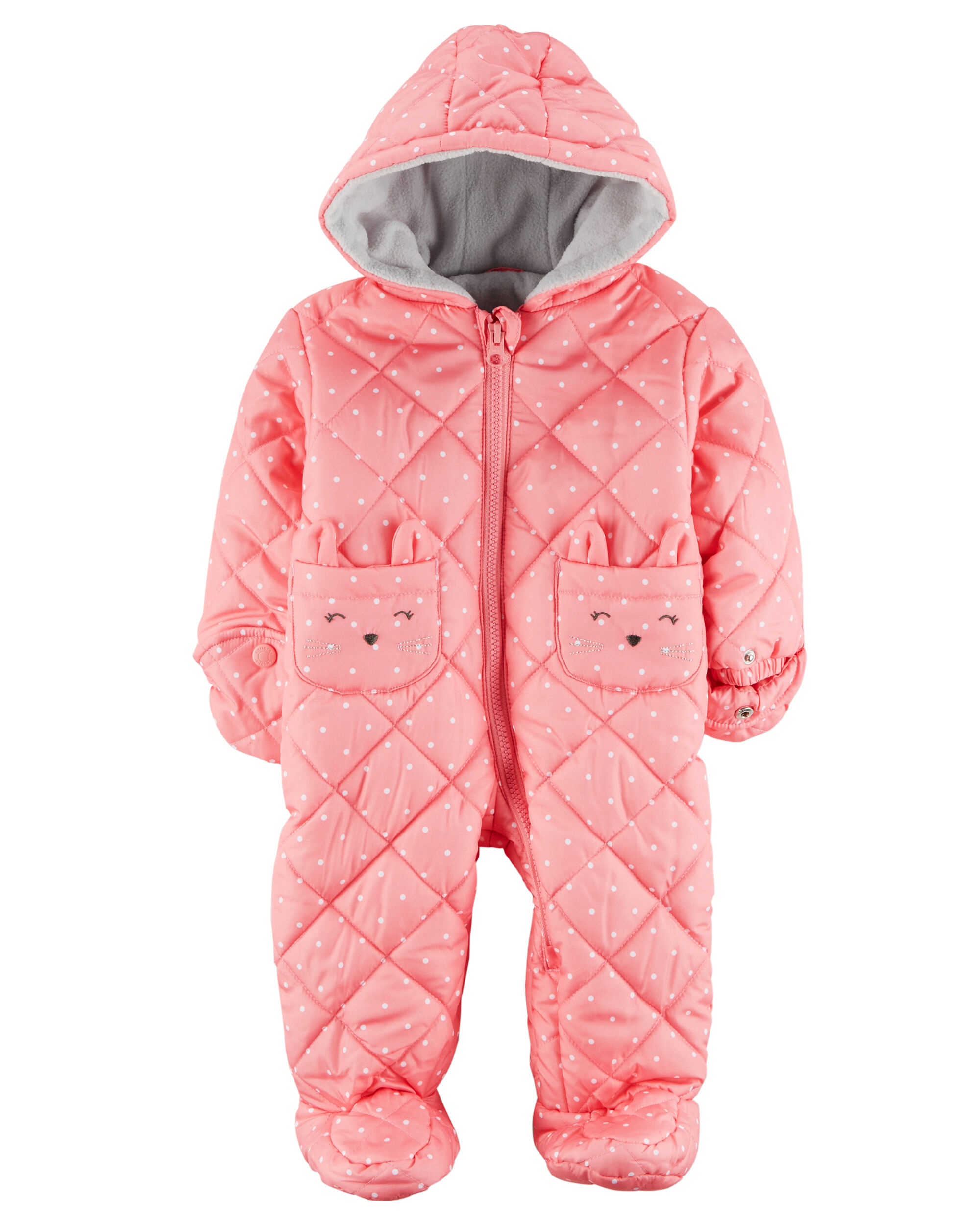 Osh Kosh B/'gosh Infant Girls Blue Dot Print Snowsuit Size 12M 18M 24M