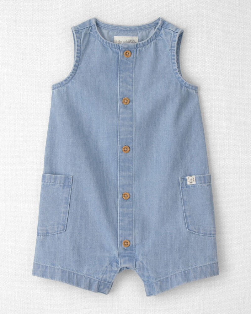 B&eacute;b&eacute; - Barboteuse sans manches en chambray - Bleu, image 1 sur 4 diapositives
