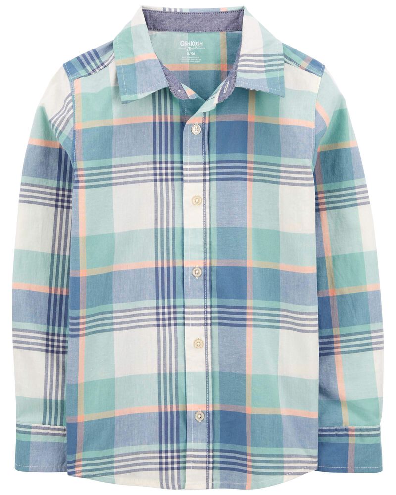 Kid Plaid Button-Front Shirt, image 1 of 3 slides