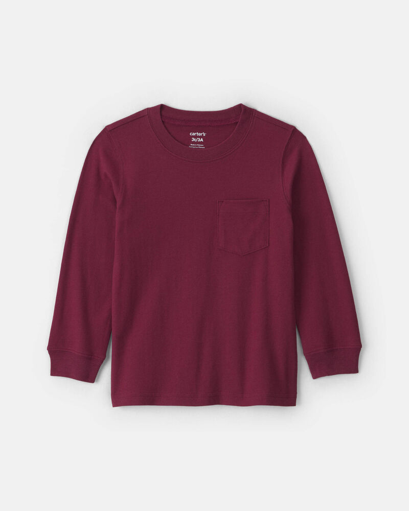 Toddler Boy Long-Sleeve T-Shirt - Burgundy, image 1 of 3 slides