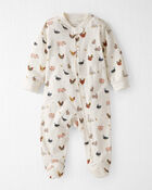 Baby Organic Cotton Sleepers in Farm Friends, image 1 of 3 slides