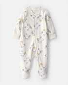 Baby Duck 2-Way Zip 100% Cotton Sleeper - Cream, image 1 of 4 slides