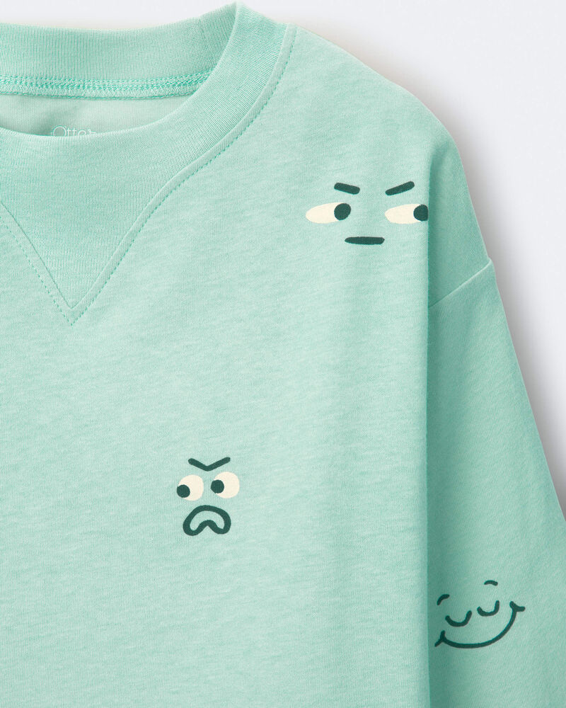 Toddler Boy Emotions Long Sleeve Relaxed Graphic Tee - Green, image 6 of 6 slides