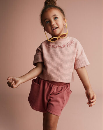 Toddler Girl Swing Short with Pockets - Burgundy, 