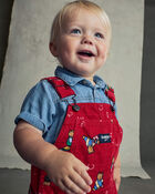 Baby Bear Corduroy Overalls - Red, image 3 of 7 slides