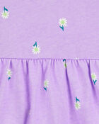 Baby Girl Floral Bodysuit Dress - Purple, image 2 of 3 slides