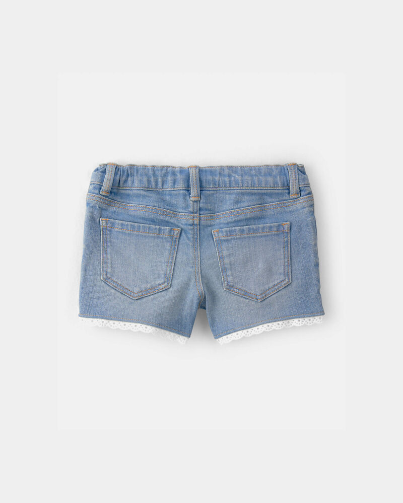 Toddler Girl Eyelet Trim Denim Shorts - Light Wash, image 2 of 4 slides