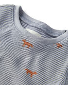 Baby Organic Cotton Waffle Knit Set in Shadow Fox Print, image 3 of 6 slides
