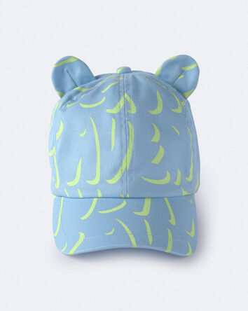Toddler Baseball Hat with Ears in Abstract Print - Blue, 