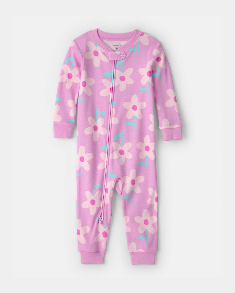 Baby Girl Floral 100% Cotton Snug Fit 1-Piece pyjama - Purple, image 1 of 4 slides