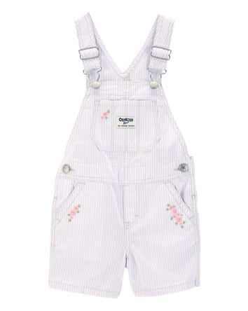 Toddler Floral Striped Shortalls - Purple, 