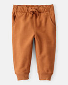 Baby Boy Solid Fleece Cotton Jogger - Brown, image 1 of 4 slides