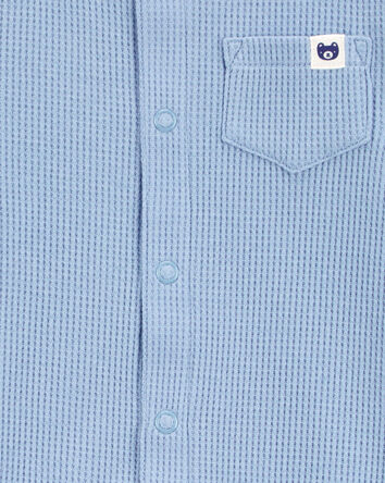 Baby Waffle Knit Short-Sleeve Romper - Blue, 