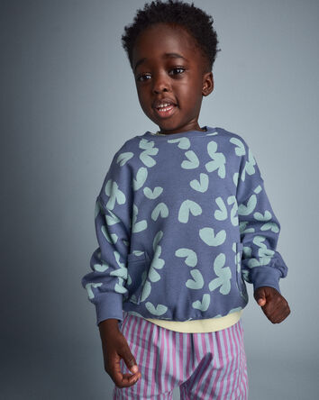 Toddler Otter Sweatshirt&trade; with Pockets in Abstract Print - Slate Blue, 