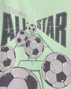 Boys Soccer 100% Cotton Short-Sleeve Snug Fit 4-Piece pyjama Set - Green/Grey, image 3 of 5 slides