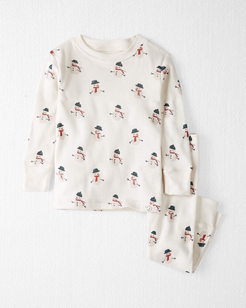 B&eacute;b&eacute; - Pyjama 2 pi&egrave;ces en coton biologique &agrave; motif bonhomme de neige, image 1 sur 3 diapositives