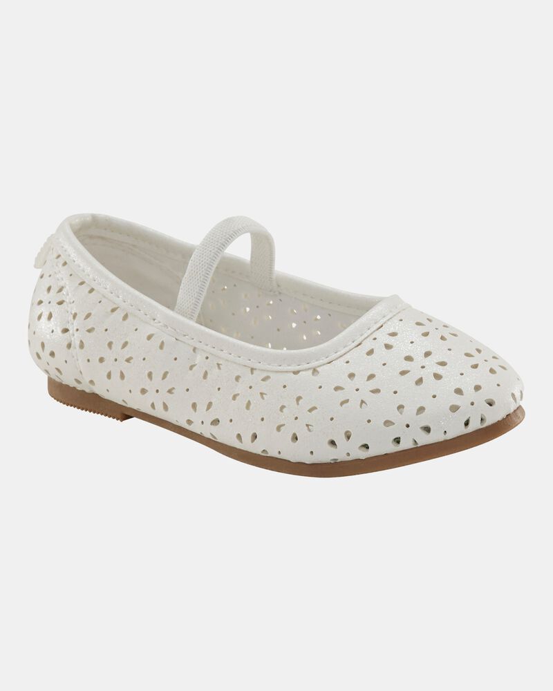 Toddler Floral Ballet Flats - White, image 1 of 8 slides