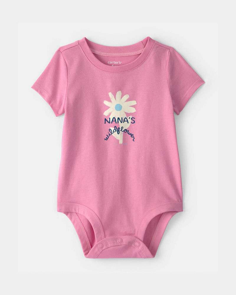 Baby Girl 'Nana's Wildflower' Graphic Bodysuit - Pink, image 1 of 3 slides