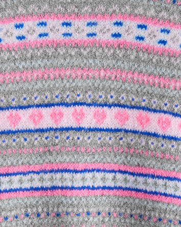 Filles - Chandail à motif jacquard - Gris/Rose, 