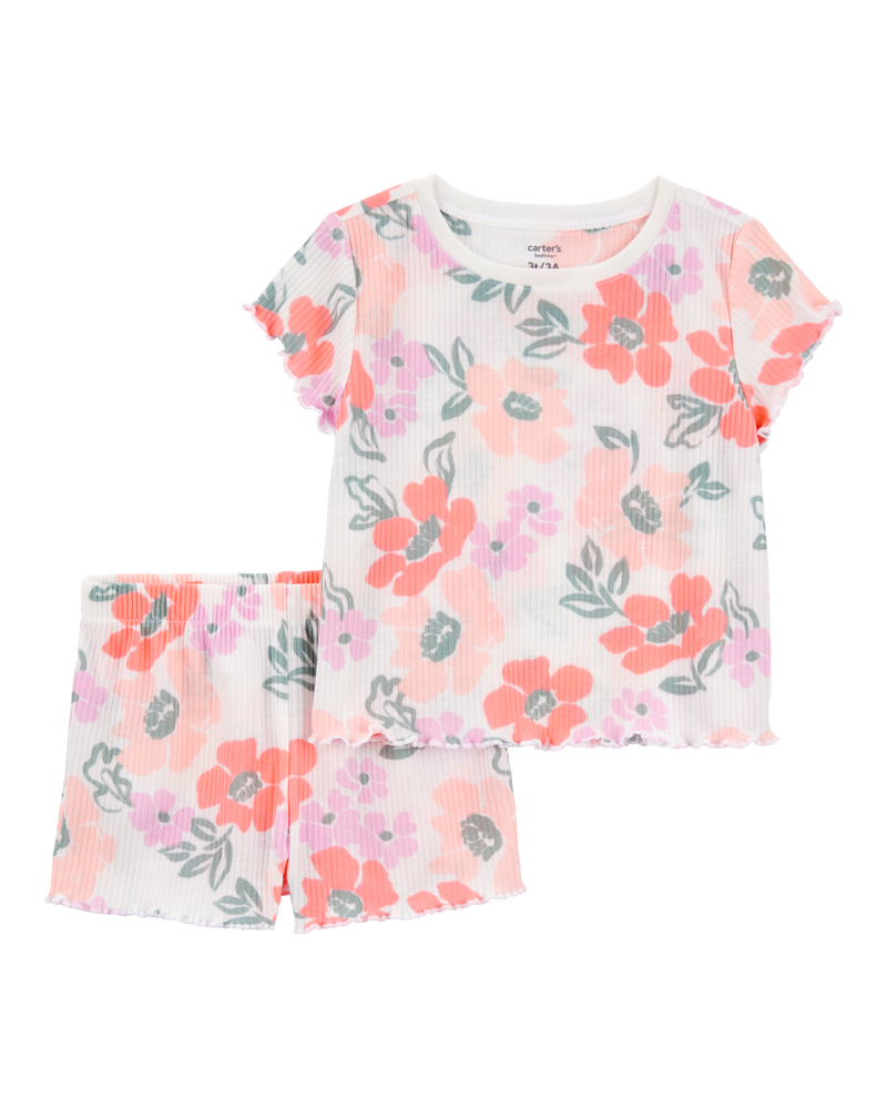 Tout-petit fille - Pyjama 2 pièces décontracté à fleurs, image 1 sur 3 diapositives