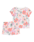 Tout-petit fille - Pyjama 2 pièces décontracté à fleurs, image 1 sur 3 diapositives