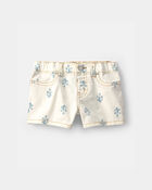 Baby Girl Floral Twill Shorts - Ivory, image 1 of 4 slides