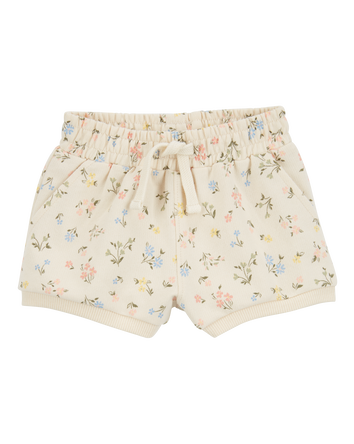 Baby Floral Pull-On French Terry Shorts - Ivory, 