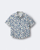 Toddler Boy Button-Down Short-Sleeve Shirt in Wildflower Print - Cream, image 2 of 5 slides