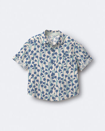 Toddler Boy Button-Down Short-Sleeve Shirt in Wildflower Print - Cream, 