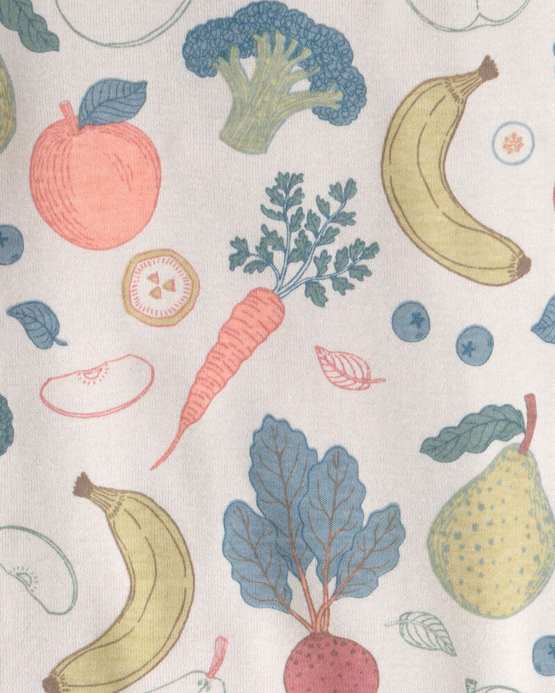 Tout-petit - Ensemble 2 pi&egrave;ces pyjama en coton biologique imprim&eacute; fruits et l&eacute;gumes, image 3 sur 3 diapositives