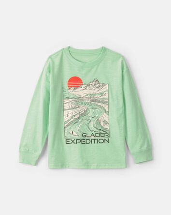Boys 'Glacier Expedition' Mountain Long-Sleeve Graphic Tee - Green, 