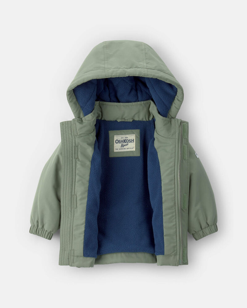 Baby Boy Hooded Midweight Jacket - Green, image 2 of 3 slides