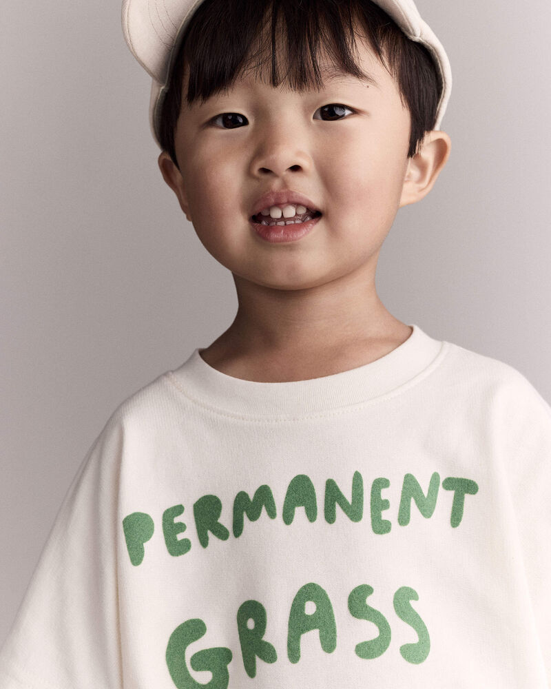 Tout-petit - T-shirt &agrave; manches chauve-souris &laquo;Permanent Grass Stains&raquo; - Cr&egrave;me, image 4 sur 6 diapositives