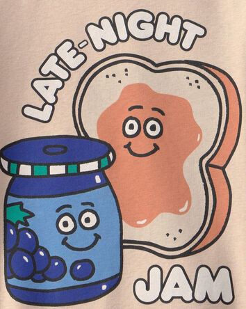 Toddler Boy PB&J Striped 100% Cotton Short-Sleeve Snug Fit 4-Piece Pyjama Set - Blue/Brown, 