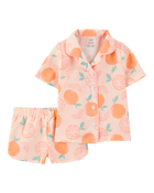 Tout-petit fille - Pyjama 2 pièces imprimé d’orange - Rose, image 1 sur 3 diapositives
