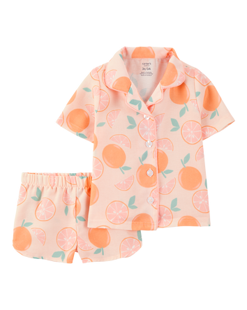 Toddler Girl Orange Print 2-Piece Pyjamas - Pink, 