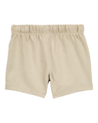 Baby Pull-On French Terry Shorts - Khaki, image 2 of 4 slides