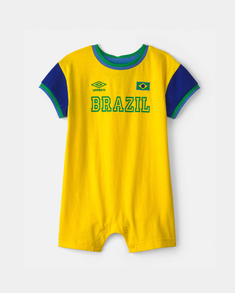 B&eacute;b&eacute; - Barboteuse de soccer Umbro du Br&eacute;sil - Bleu/Jaune/Vert, image 1 sur 6 diapositives