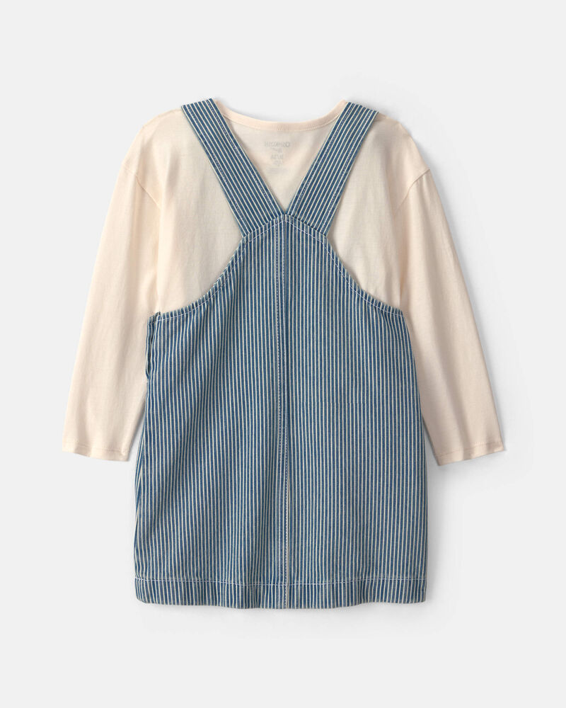Toute-petit fille - Ensemble salopette en denim &agrave; rayures hickory et manches longues - D&eacute;lav&eacute; clair, image 6 sur 9 diapositives