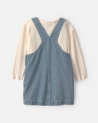 Toute-petit fille - Ensemble salopette en denim &agrave; rayures hickory et manches longues - D&eacute;lav&eacute; clair, image 6 sur 9 diapositives