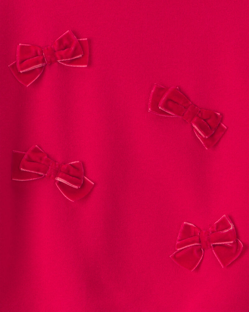 Girls Bow Pullover Sweatshirt - Red, image 2 of 3 slides
