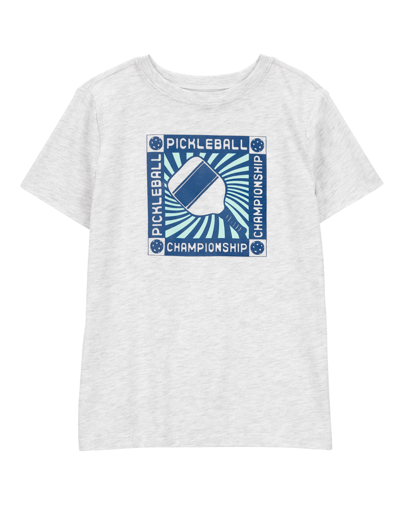 Kid PickleBall Print Short-Sleeve Graphic Tee - Grey, image 1 of 3 slides