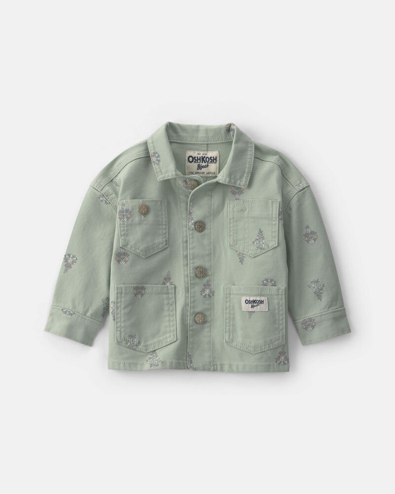Baby Girl Floral Canvas Jacket - Green, image 1 of 3 slides